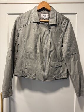 BB Dakota Jack Quilted Faux Leather Jacket in Light Gray